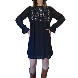 Xhilaration Black Bohemian Babydoll Dress Small